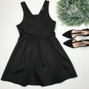 Express | Black LBD Pleated Skirt Criss Cross Back